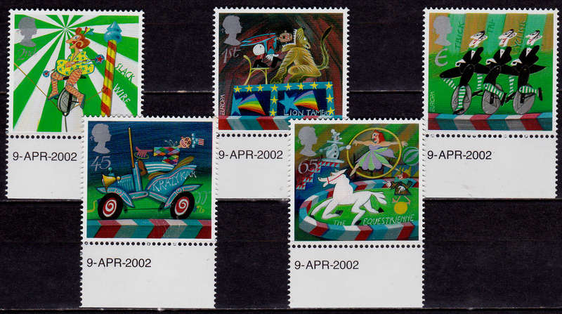 ENGLAND 2002, 9 April. EUROPA STAMPS THE CIRCUS, set, MNH, CV+/- R 130.00 view scans