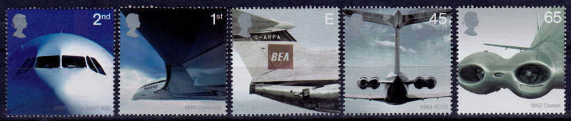 ENGLAND 2002, 2 May. 50th ANNIV OF JET TRAVEL, set, MNH, CV+/- R 130.00 view scans