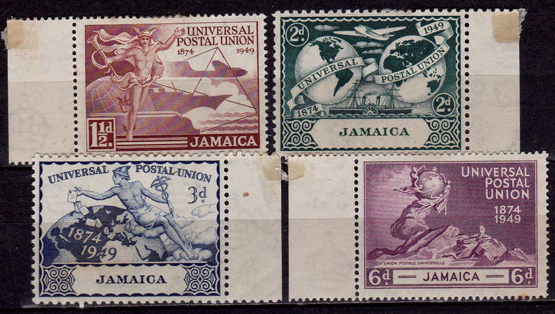 JAMAICA 1949, 10 Oct. 75th ANNIV of UPU, set, MH, CV +-R 50.00 view scans