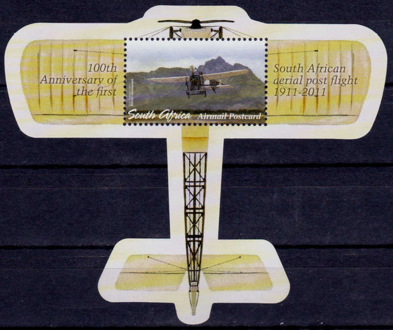 RSA 2011, 8 Oct. 100th ANNIV 1st AIRMAIL FLIGHT, minisheet, MNH, CV R 60.00 view scans
