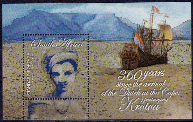 RSA 2012, 6 Sept. 360th ANNIV ARRIVAL OF THE DUTCH, minisheet, MNH, CV R 40.00 view scans