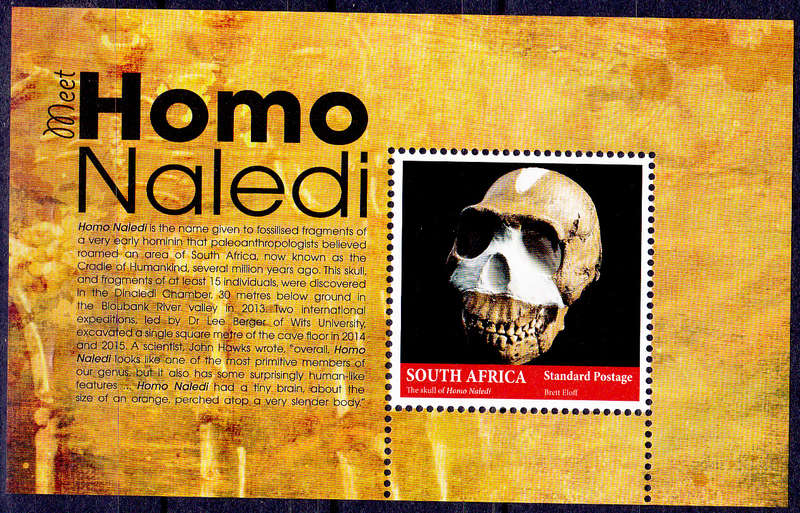 RSA 2017, 8 Sept. HOMO NALEDI, minisheet, MNH, CV R 50.00 view scans