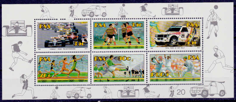 RSA 1992,  24 July. SPORT, minisheet, MNH, CV R 35.00 view scans