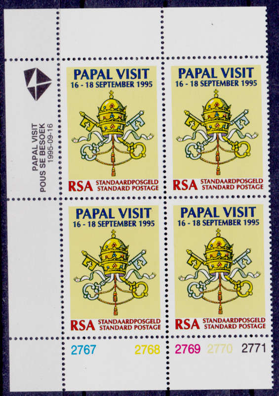RSA 1995, 16 Sept. PAPAL VISIT, single control, MNH, CV R 60.00 view scans