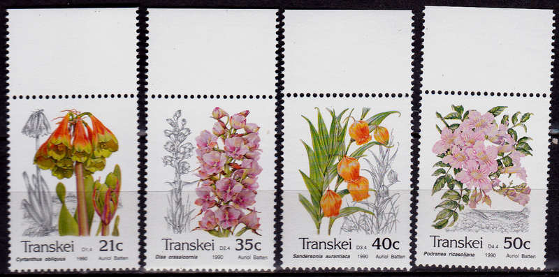TRANSKEI 1990, 20 Sept, INDIGENOUS FLORA, set, MNH, CV R 32.00, view scans