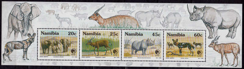 NAMIBIA 1993, 25 Feb. RARE and ENDANGERED ANIMALS, minisheet no 3, MNH, CV R 40.00 view scans