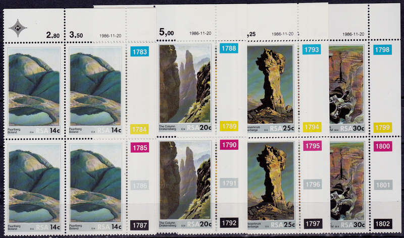 RSA 1986, 20 Nov. SCENIC BEAUTY, set controls, MNH, CV R 40.00 view scans