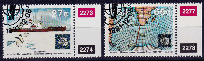 RSA 1991, 5 Dec. 30th ANNIV ANTARCTIC TREATY, set, CTO, CV R ?? view scans