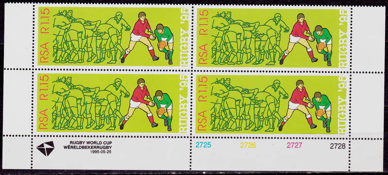 RSA 1995, 25 May. RUGBY WORLD CUP TOURNAMENT 1995, control, MNH, CV R 32.00 view scans