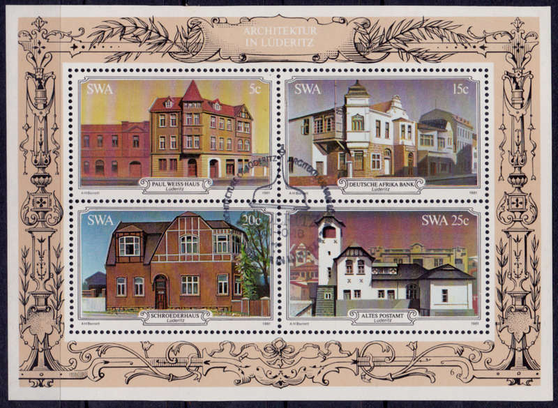 SWA 1981, 16 Oct. LUDERITZ BUILDINGS, minisheet no 6, CTO, CV R ?? view scans