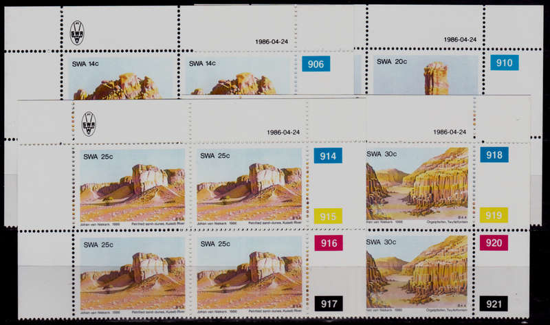 SWA 1986, 24 April. ROCK FORMATIONS, set controls, MNH, CV R 40.00 view scans