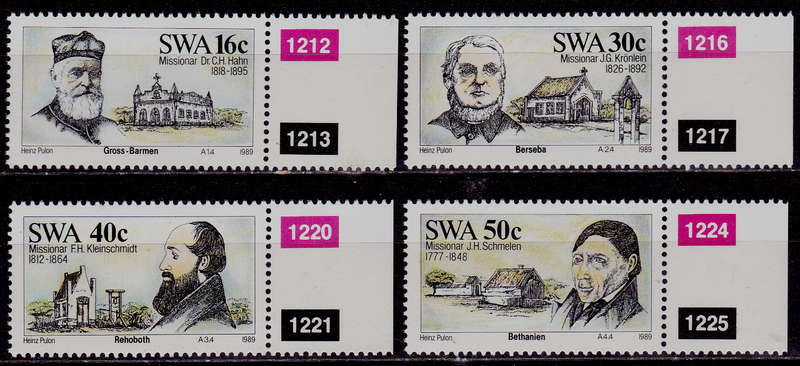 SWA 1989, 16 Feb. GERMAN MISSIONARIES, set, MNH, CV R 10.00 view scans