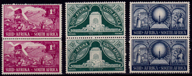 UNION OF SA 1949, 1 Dec. INAUG VOORTREKKER MONUMENT, set pairs, MNH, CV R 15.00 view scans