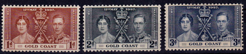 GOLD COAST 1937, 12 May. CORONATION KGVI and QE, MH, CV +/-R 45.00 view scans