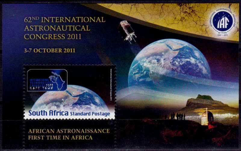 RSA 2011, 3 Oct. INTERNATIONAL ASTRONAUTICAL CONGRESS, minisheet, MNH, CV R 40.00 view scans