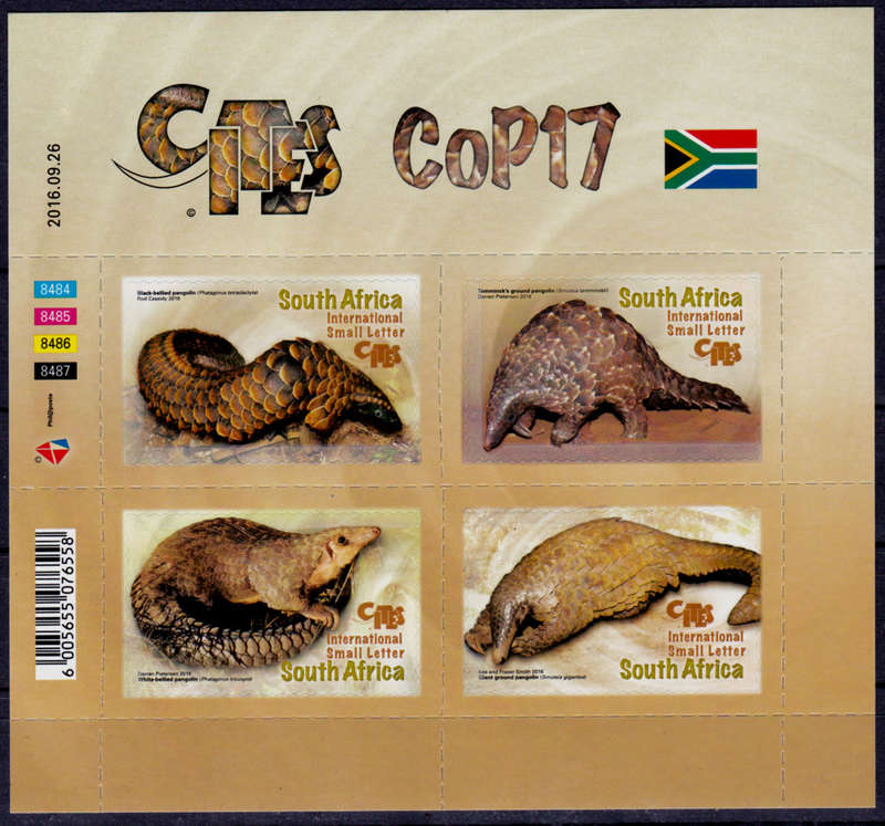 RSA 2016, 26 Sept. CITES COP17, sheetlet, MNH, CV R 250.00 view scans