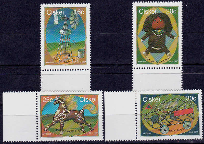 CISKEI 1987, 17 Sept. HOMEMADE TOYS, set, MNH, CV R 10.00, view scans
