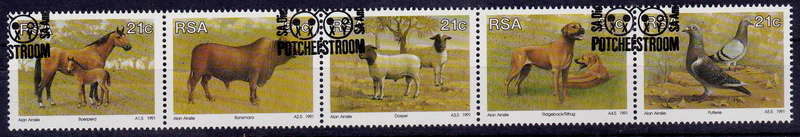 RSA 1991,  21 Feb.  ANIMAL BREEDING in SA, setenant strip, CTO, CV R ?? view scans