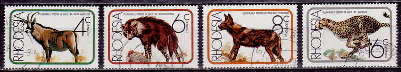 RHODESIA 1976, 21 July. VULNERABLE SPECIES OF WILDLIFE, set, UH, CV R 10.00, view scans
