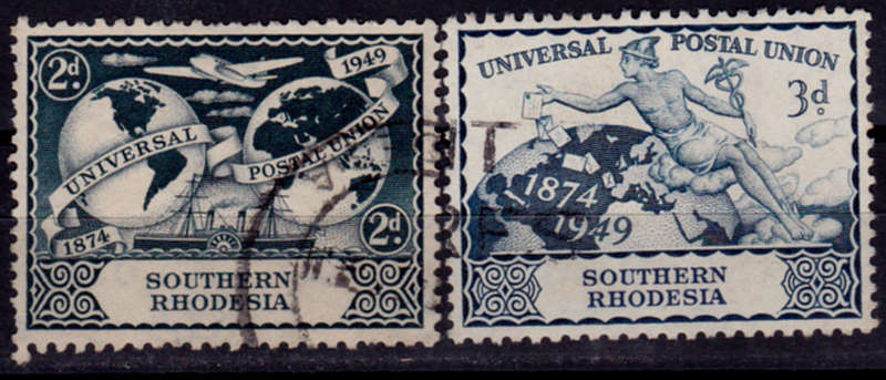 SOUTHERN RHODESIA 1949, 10 Oct. 75th ANNIVERSARY of UPU, set, UH, CV R 64.00 view scans