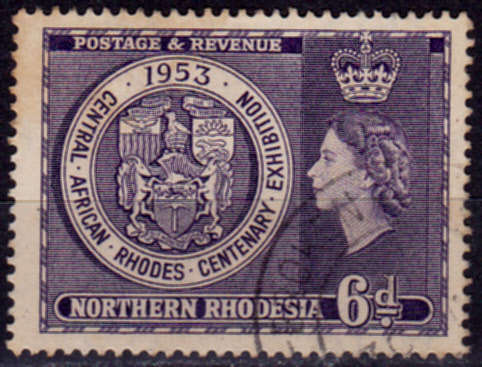 NORTHERN RHODESIA 1953, 30 May RHODES CENTENARY EXHIBITION, single, UH, CV R 20.00 view scans