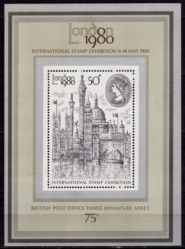 ENGLAND 1980, 1 April. INTL STAMPS EXHIBITION, LONDON 1980, m/sheet, MH, CV +/-R 30.00 view scans