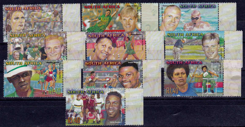 RSA 2001, 28 Feb. SA SPORTING HEROES, set, MNH, CV R 160.00, view scans