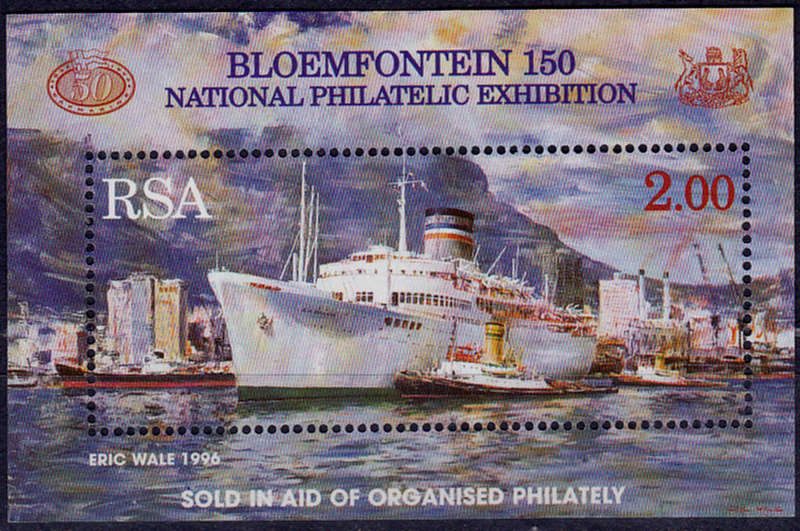 RSA 1996, 9 Oct. BLOEMFONTEIN 150 NATIONAL PHILATELIC EXHIBITION, m/s, MNH, CV R 50.00 View scans