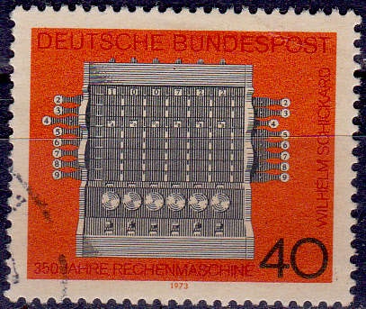 GERMANY 1973, 12 June. 350th ANNIV INVENTION CALCULATOR, single, UH, CV+/- R 10.00 view scans