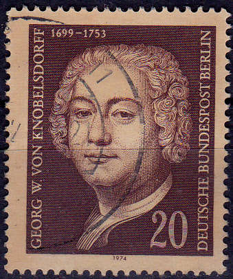GERMANY BERLIN 1974, 15 Nov. 275th ANNIV BIRTH G V KNOBELSDORFF, single, UH, CV +/-R 5.00 view scans