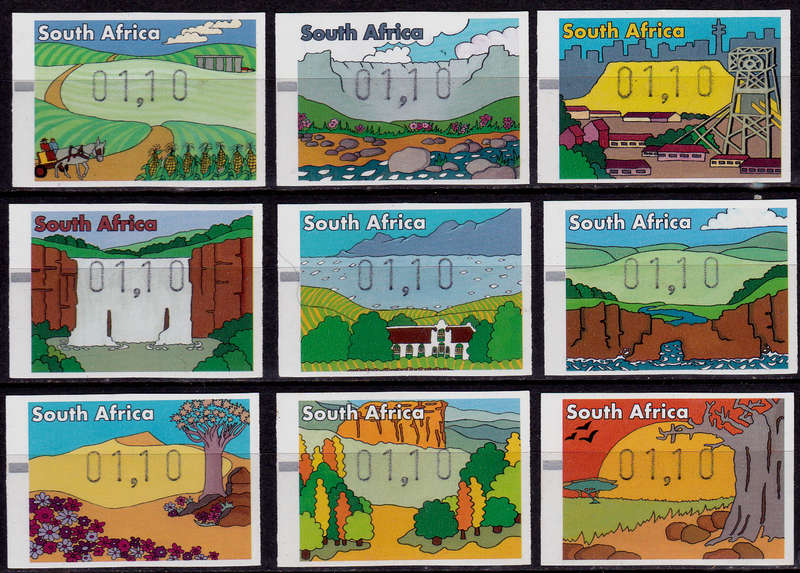 RSA 1998, 20 Oct. 2nd SERIES FRAMA POSTAGE LABELS, set, MNH, CV R 135.00 view scans