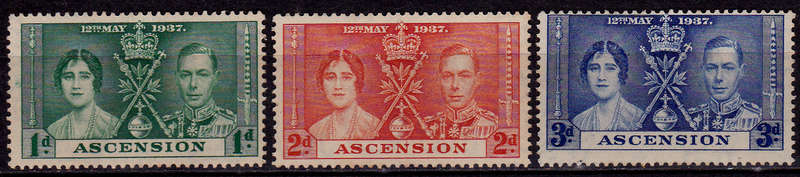 ASCENSION 1937, 12 May. CORONATION KGVI and QE, set, MH, CV +/- R 40.00 view scans
