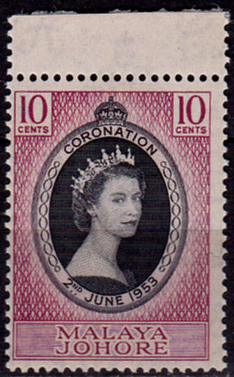 MALAYA JOHORE 1953, 2 June. CORONATION of QEII, single, MNH, CV +/-R 20.00, view scans