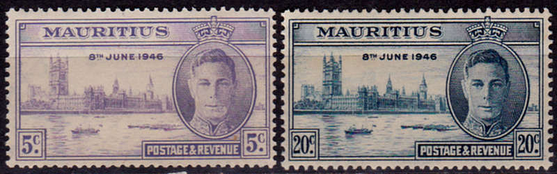 MAURITIUS 1946, 20 Nov. VICTORIUS END OF WWII, set, MH, CV +/-R 10.00 view scans