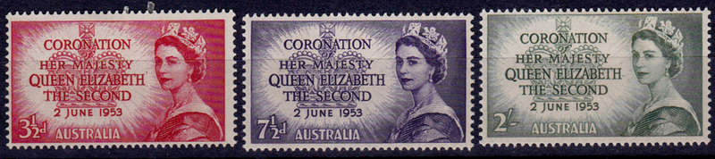 AUSTRALIA 1953, 25 May. CORONATION of QEII, set, MH, CV R 30.00, view scans