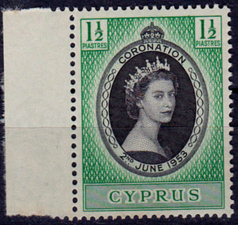 CYPRUS GREEK 1953, 2 June. CROWNING of QEII, single, MNH, CV +/-R 15.00, view scans