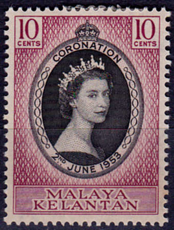 MALAYA KELANTAN 1953, 2 June. CORONATION of QEII, single, MH, CV +/-R 30.00, view scans