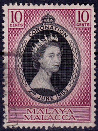 MALAYA MALACCA 1953, 2 June. CORONATION of QEII, single, UH, CV +/-R 20.00, view scans