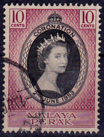 MALAYA PERAK 1953, 2 June. CORONATION of QEII, single, UH, CV +/-R 5.00, view scans