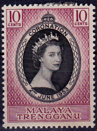 MALAYA TRENGGANU 1953, 2 June. CORONATION of QEII, single, MH, CV +/-R 30.00, view scans