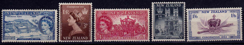 NEW ZEALAND 1953, 25 May. INAUGURATION of QEII, set, MH, CV +/- R 40.00, view scans