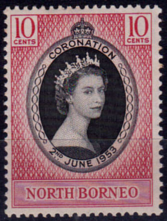 NORTH BORNEO 1953, 3 June. CORONATION of QEII, single, MH, CV +/-R 30.00, view scans