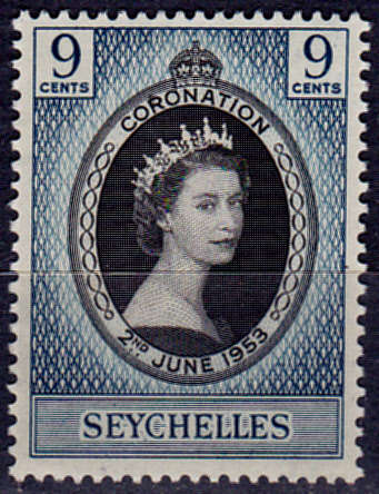 SEYCHELLES 1953, 2 June. CORONATION OF QEII, single, MH, CV +/-R 15.00, view scans