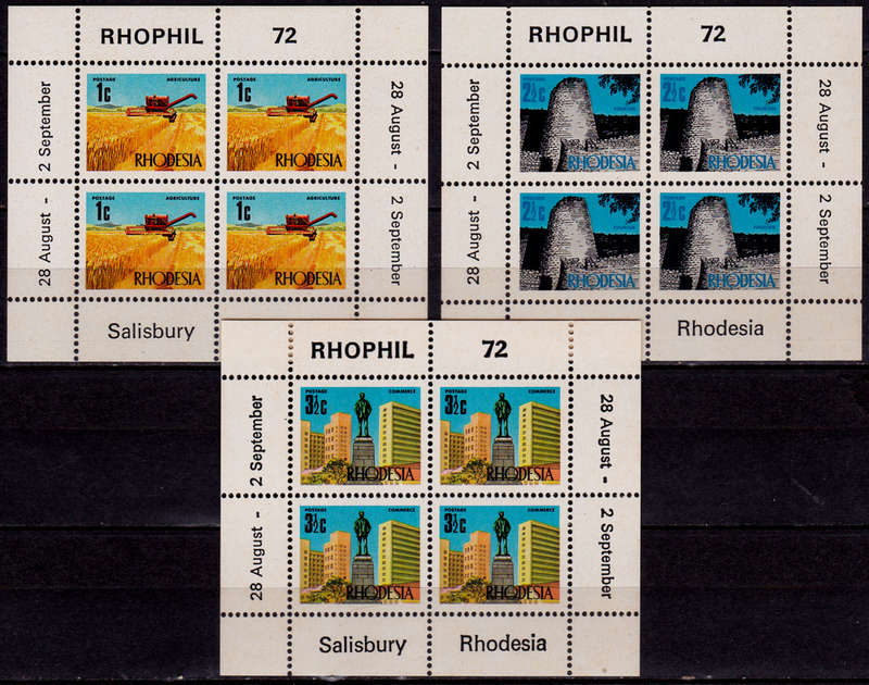 RHODESIA 1972, 28 Aug. RHOPHIL 72 STAMP EXHIBITION, FULLY PERF, set, MNH, CV R 105.00, view scans