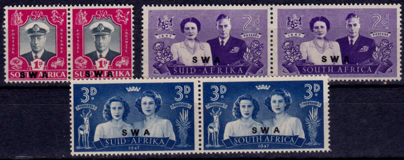 SWA 1947, 17 Feb. ROYAL VISIT of SA overprinted, set, MH, CV R 21.00 view scans