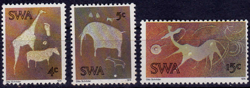 SWA 1974, 10 April. TWYFELFONTEIN ROCK ENGRAVINGS, set, MNH, CV R 105.00 view scans