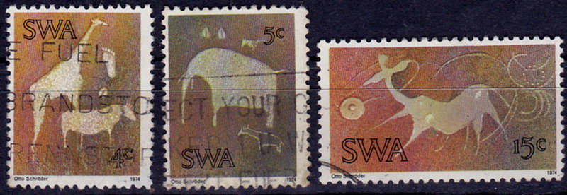 SWA 1974, 10 April. TWYFELFONTEIN ROCK ENGRAVINGS, set, UH, CV R 15.00 view scans