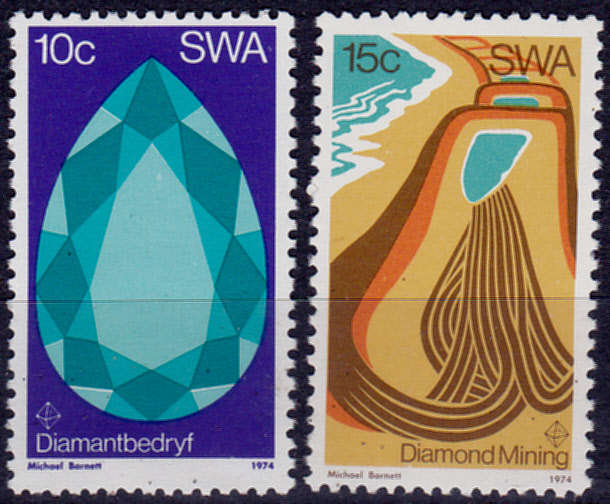 SWA 1974, 30 Sept. DIAMOND MINING in SWA, set, MNH, CV R 80.00 view scans