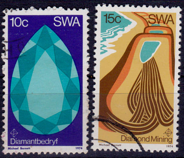 SWA 1974, 30 Sept. DIAMOND MINING in SWA, set, UH, CV R 20.00 view scans