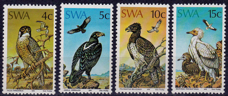 SWA 1975, 19 March. PROTECTED BIRDS of PREY, set, MNH, CV R 180.00 view scans